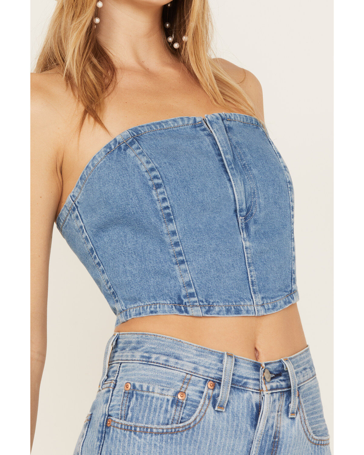 Image #4 - Wrangler Women's Denim Bustier, Blue, hi-res
