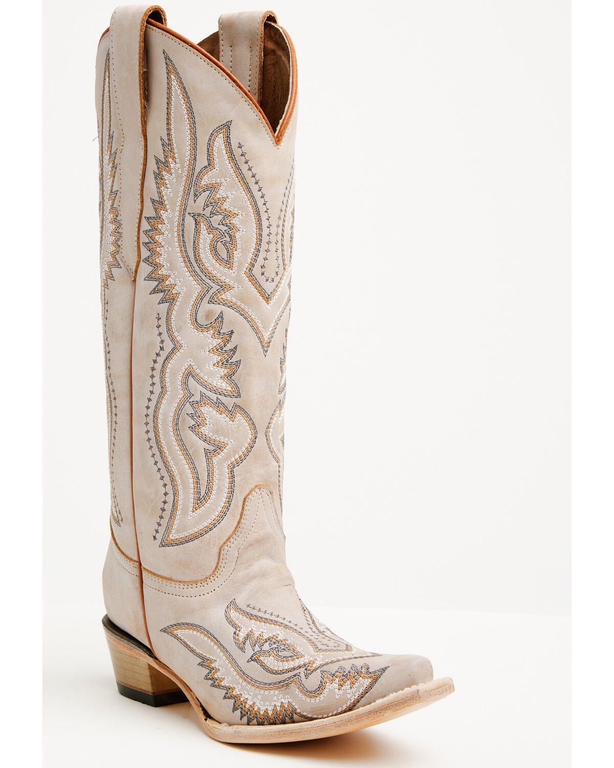 Circle G Women's Triad Embroidered Tall Western Boots - Snip Toe, White, hi-res