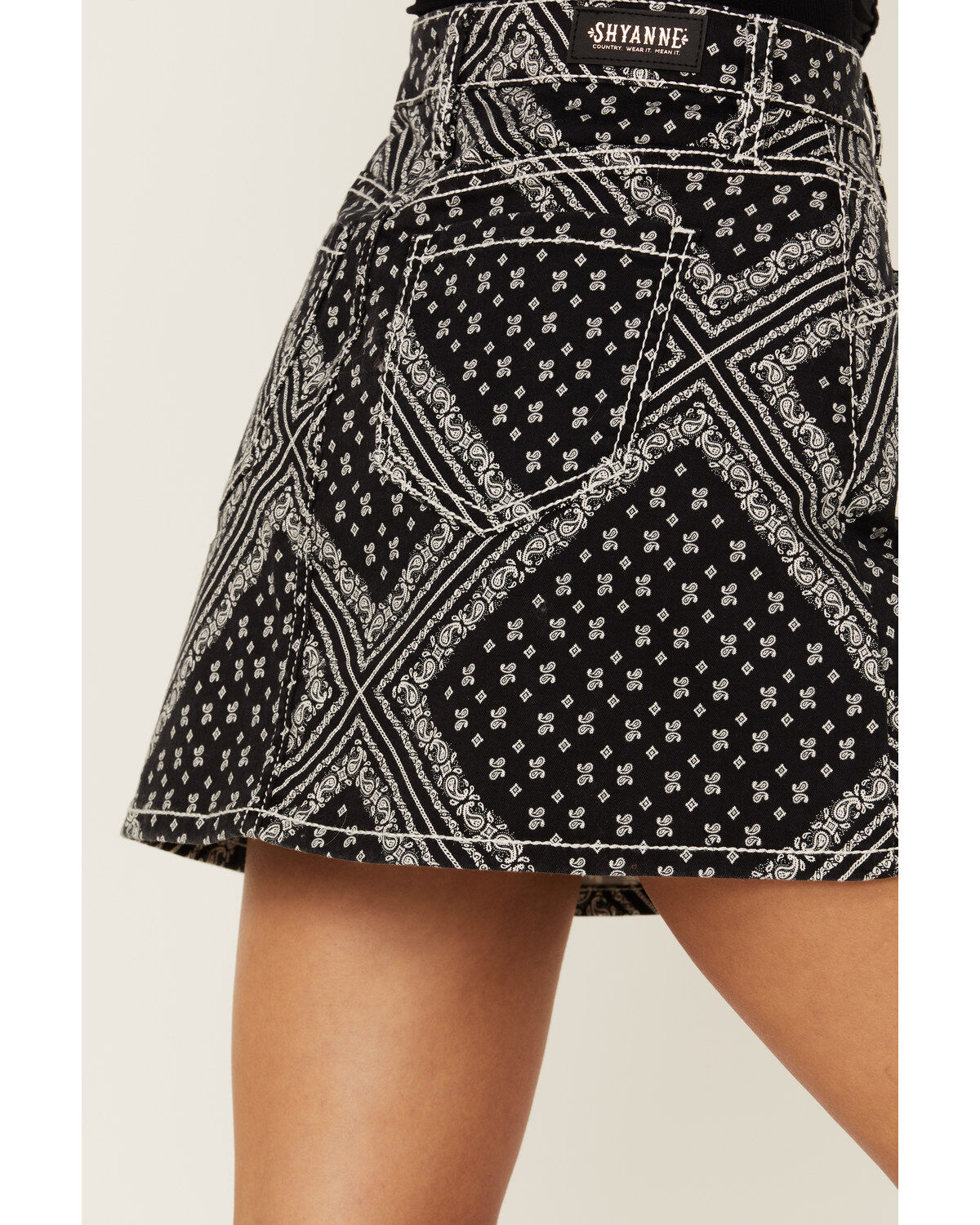 Image #5 - Shyanne Women's Mr. A-Line Bandana Print Denim Mini Skirt, , hi-res