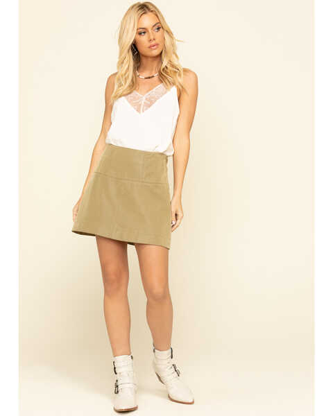 Image #6 - Free People Women's Days in The Sun Suede Skirt, Olive, hi-res