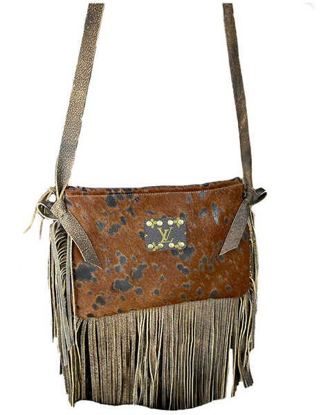 Keep It Gypsy Women's Maxine Distressed Cowhide Crossbody Bag , Dark Brown, hi-res