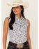 Rough Stock by Panhandle Women's Floral Paisley Print Sleeveless Pearl Snap Western Core Shirt, White, hi-res