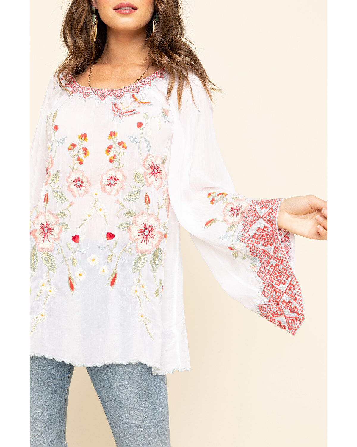 Image #4 - Johnny Was Women's White Grace Bell Sleeve Top, , hi-res