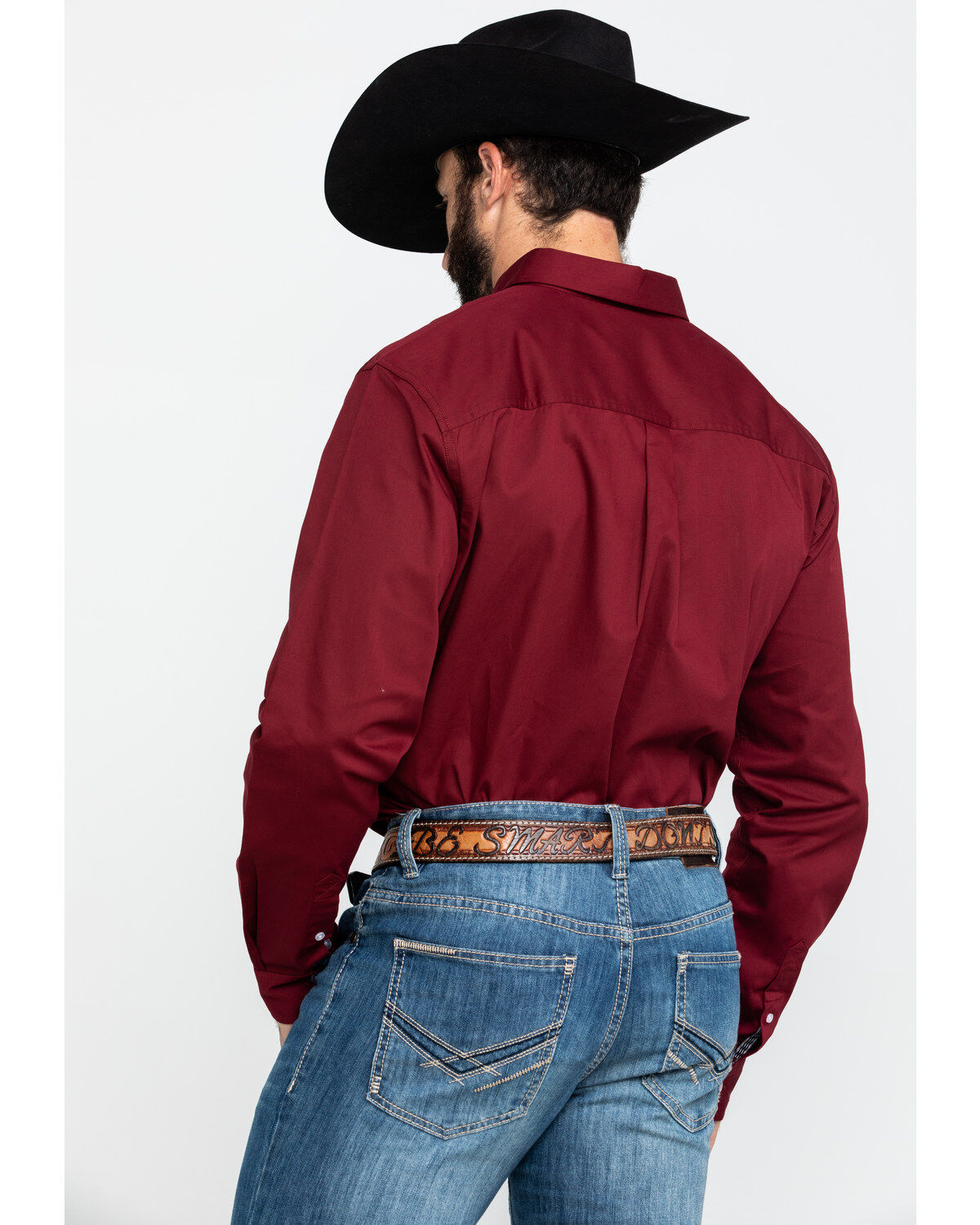 Image #2 - Cody James Core Men's Solid Maroon Twill Long Sleeve Western Shirt, , hi-res