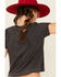 Ali Dee Women's Charcoal Rodeo Whiskey Cowboys Texas Graphic Tee , Charcoal, hi-res