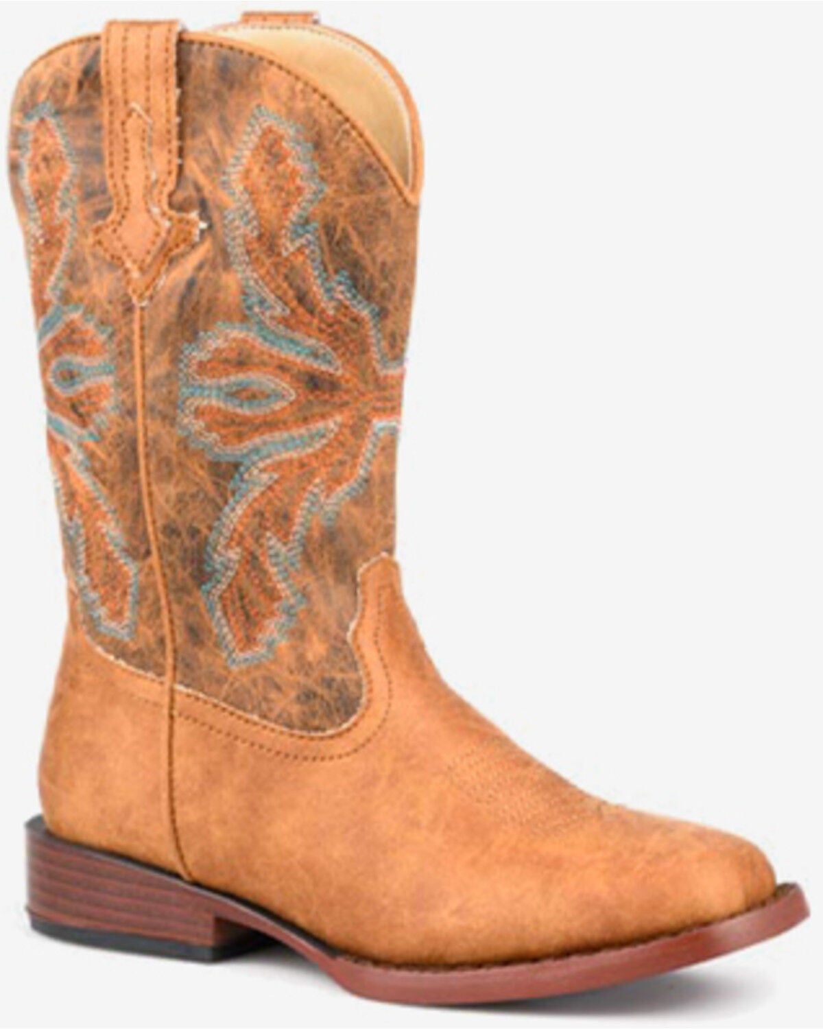 Image #1 - Roper Kid's Victor Western Boots - Broad Square Toe, Tan, hi-res