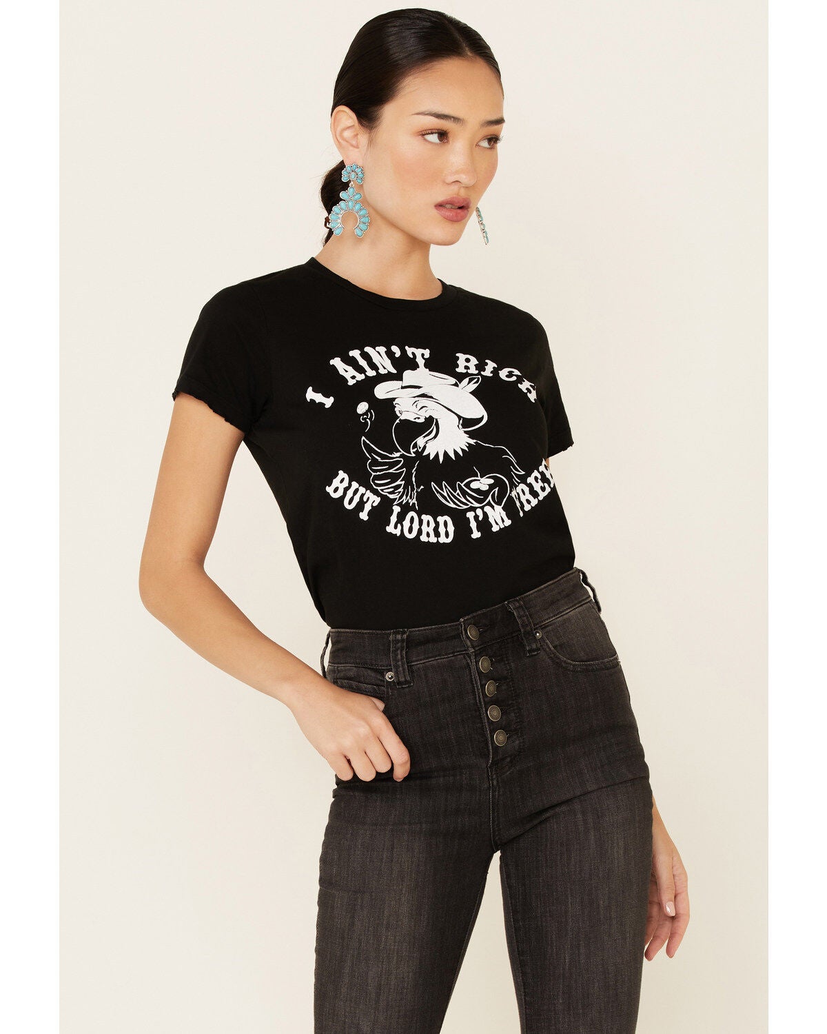 Image #1 - Bandit Brand Women's I Ain't Rich But Lord I'm Free Graphic Tee, , hi-res