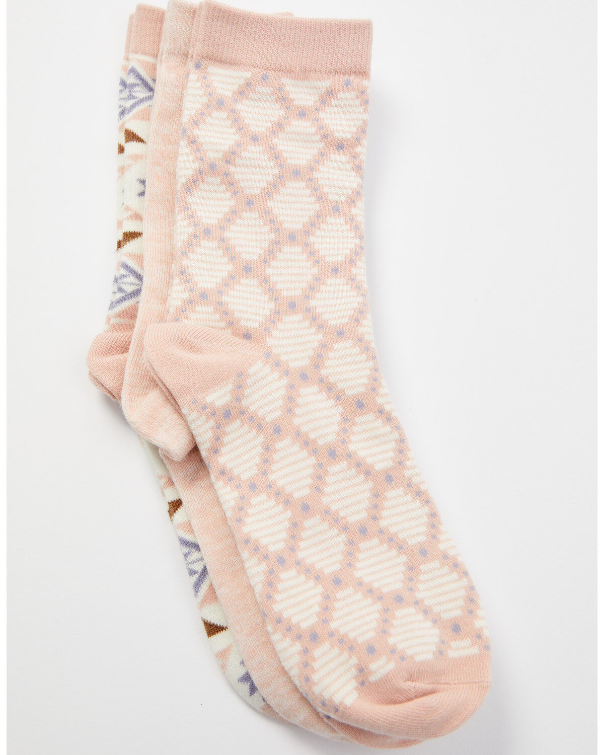 Image #3 - Shyanne Women's Southwestern Crew Socks - 3-Pack, Blush, hi-res