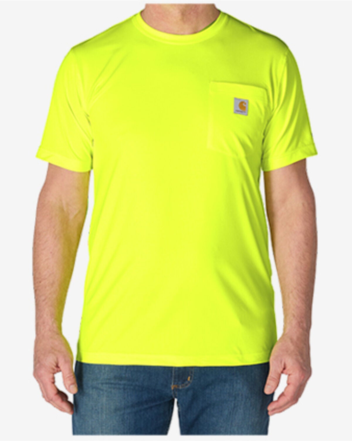 Carhartt Men's Force Relaxed HiVis Short Sleeve Pocket T-Shirt, Bright Yellow, hi-res