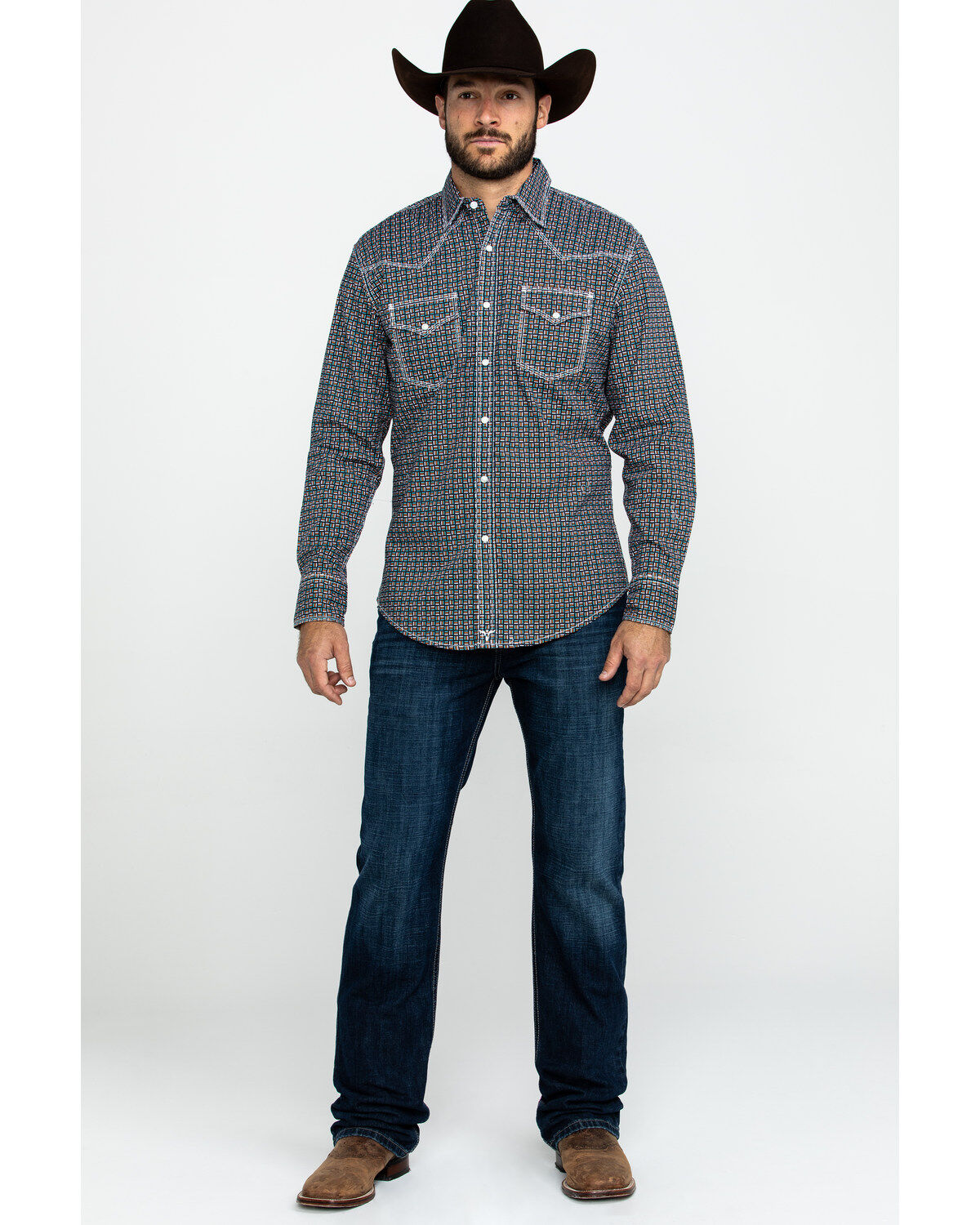Image #6 - Wrangler 20X Men's Advanced Comfort Competition Geo Print Long Sleeve Western Shirt , , hi-res