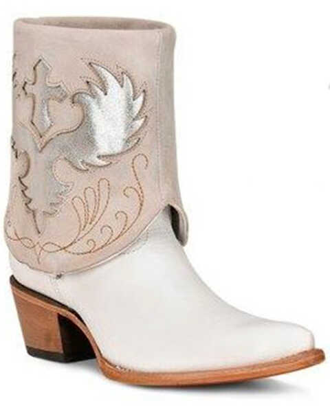 Image #1 - Corral Women's Lamb Wing & Cross Convertible Western Booties - Pointed Toe, White, hi-res