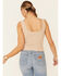 Shyanne Women's Ribbed Suede Placket Button Down Tank Top , Off White, hi-res