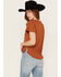 Shyanne Women's Open Road V Neck Graphic Tee, Caramel, hi-res