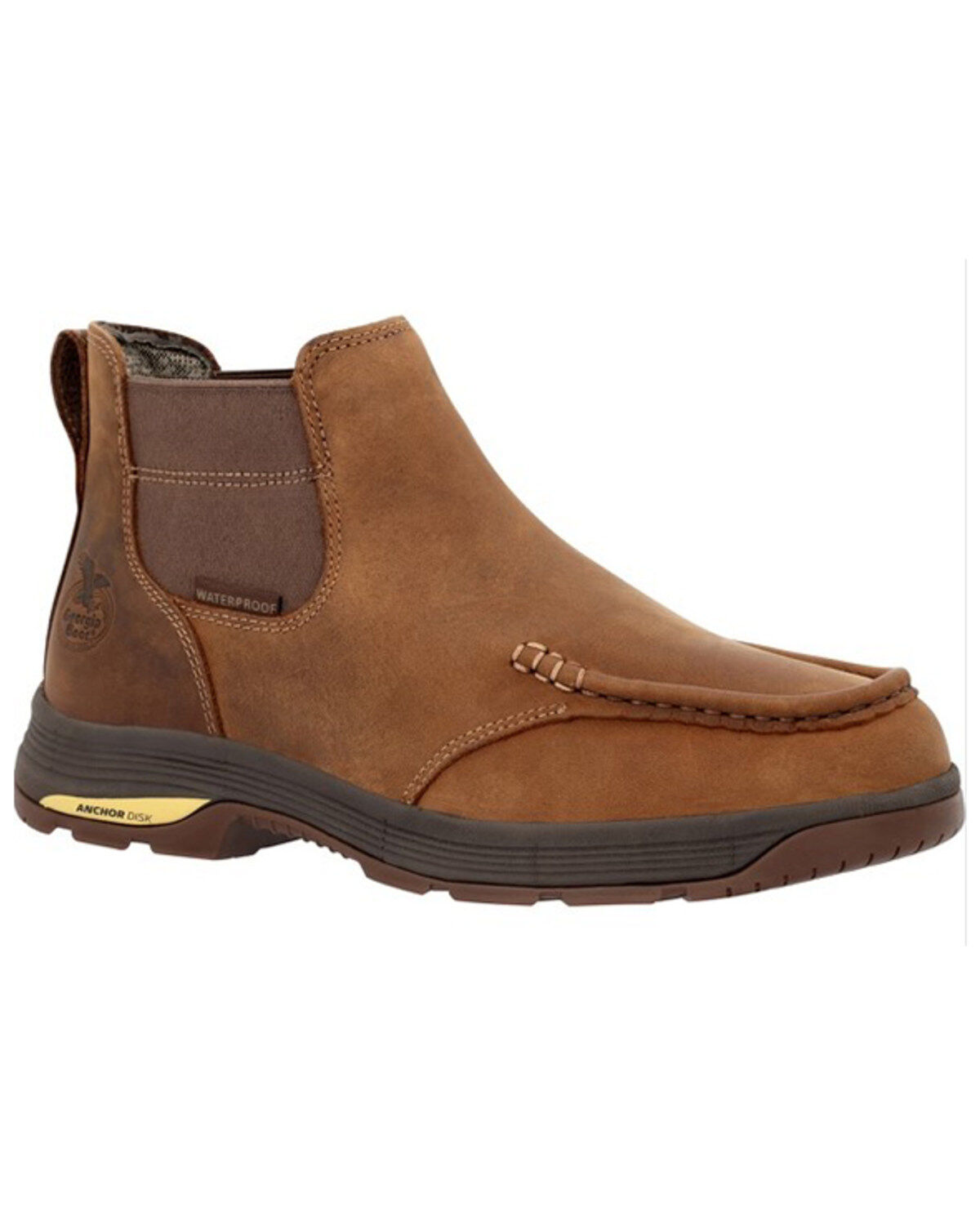 Image #1 - Georgia Boot Men's Athens Superlyte Waterproof Chelsea Work Boots - Moc Toe, Brown, hi-res
