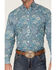 Stetson Men's Deep Sea Paisley Print Long Sleeve Button-Down Western Shirt , Blue, hi-res