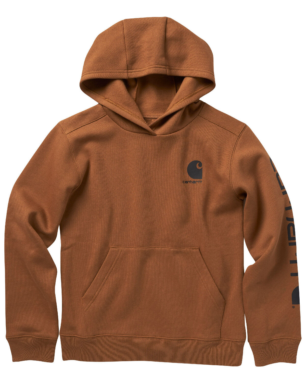 Image #1 - Carhartt Little Boys' Logo Graphic Hooded Sweatshirt, Brown, hi-res