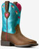 Image #1 - Ariat Girls' Rodeo Love Metallic Performance Western Boots - Broad Square Toe, Brown, hi-res