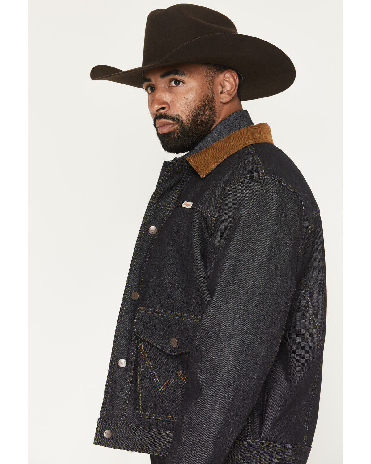 Image #2 - Wrangler X Filson Men's Sherpa Lined Denim Trucker Jacket, Indigo, hi-res