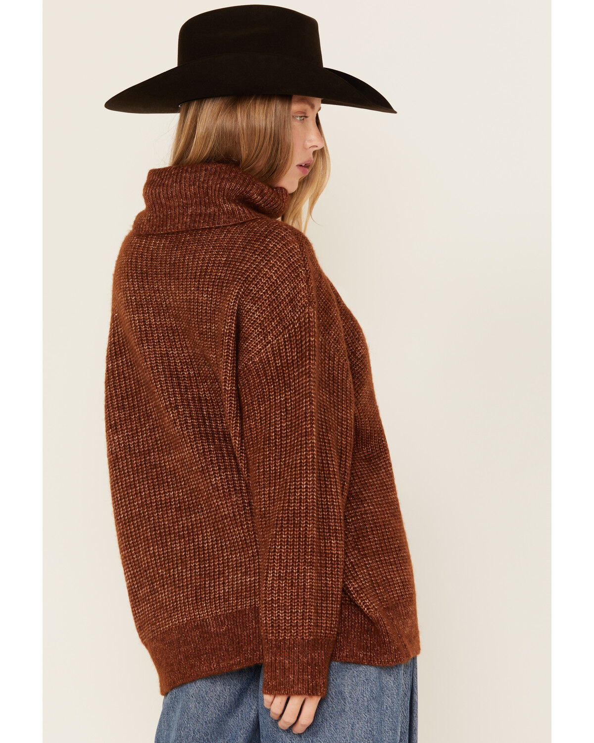 Image #4 - Cleo + Wolf Women's Oversized Turtleneck Sweater, Rust Copper, hi-res