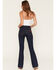 Image #3 - Wrangler Retro Women's Dark Wash Bailey High Rise Pintuck Trouser Stretch Denim Jeans, Dark Wash, hi-res