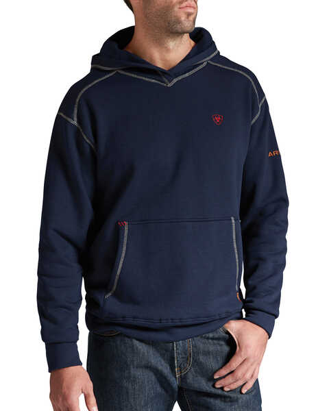 Image #1 - Ariat Men's Flame-Resistant Navy Polartec Hooded Work Sweatshirt , Navy, hi-res