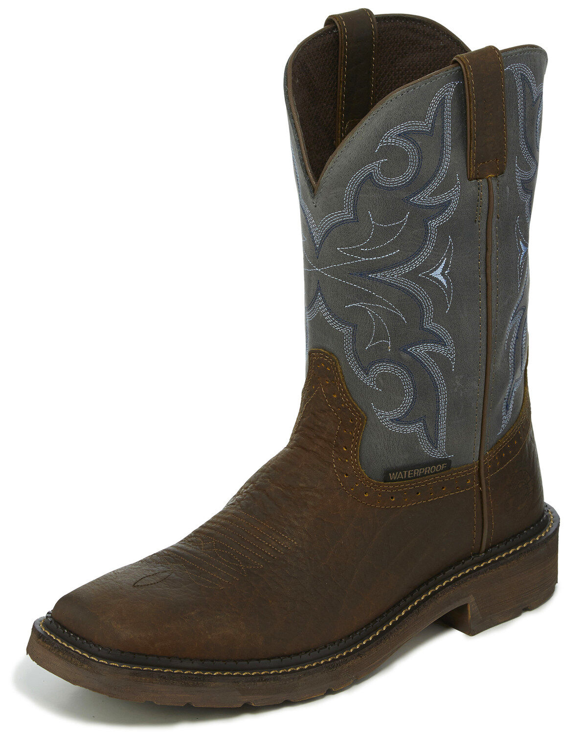 Image #2 - Justin Men's Slate Waterproof Western Work Boots - Square Toe, , hi-res