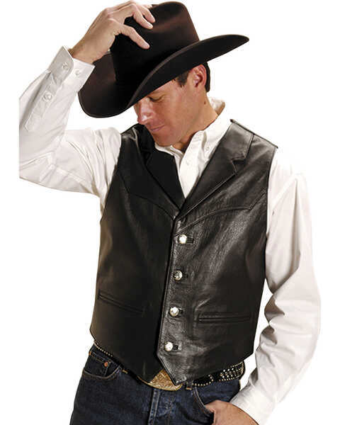 Roper Men's Nappa Notched Collar Leather Vest - Big & Tall, Brown, hi-res