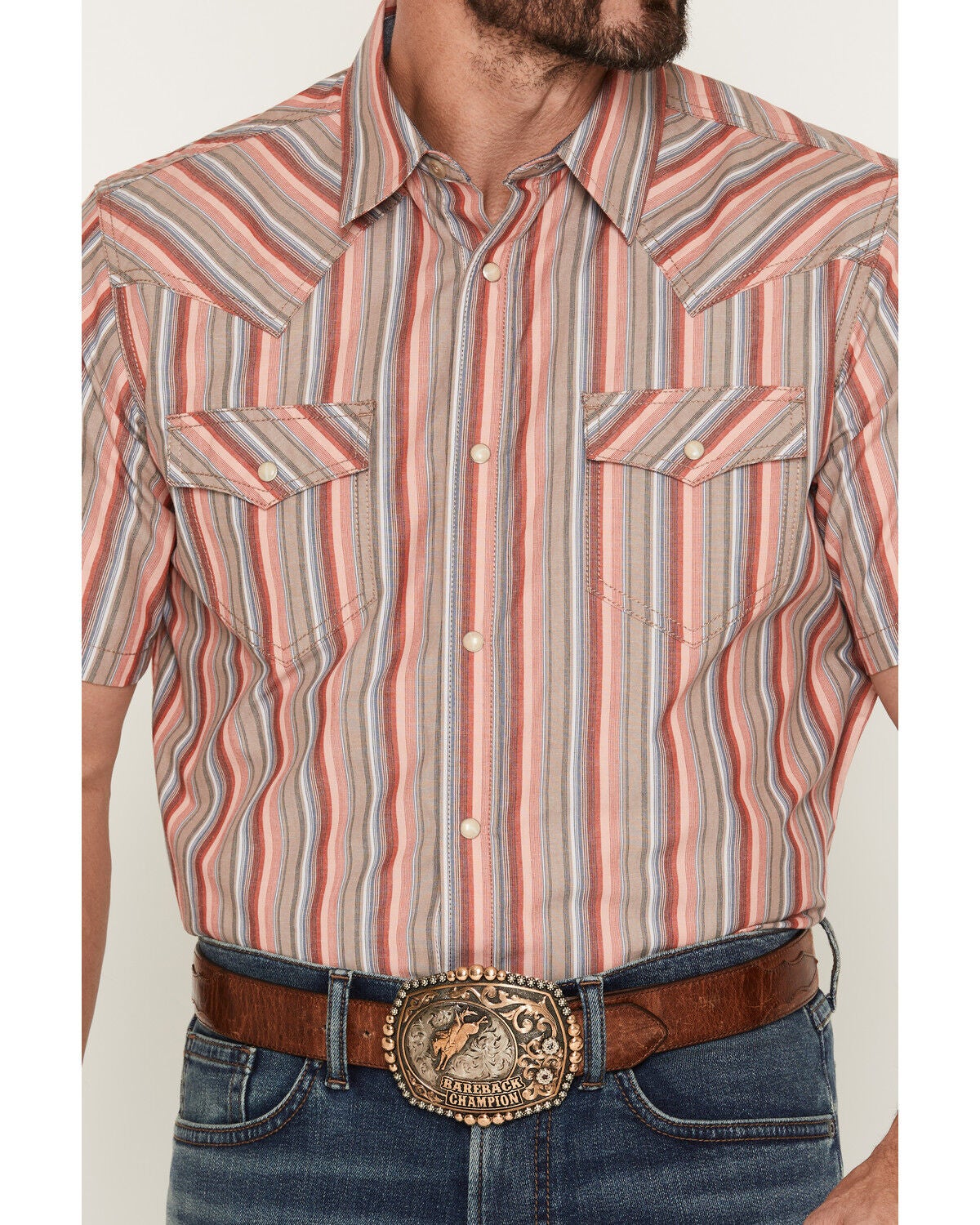 Image #3 - Cody James Men's Old Skool Striped Short Sleeve Snap Western Shirt, Multi, hi-res