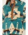 Image #2 - Ariat Women's Southwestern Print Berber Pullover, Teal, hi-res