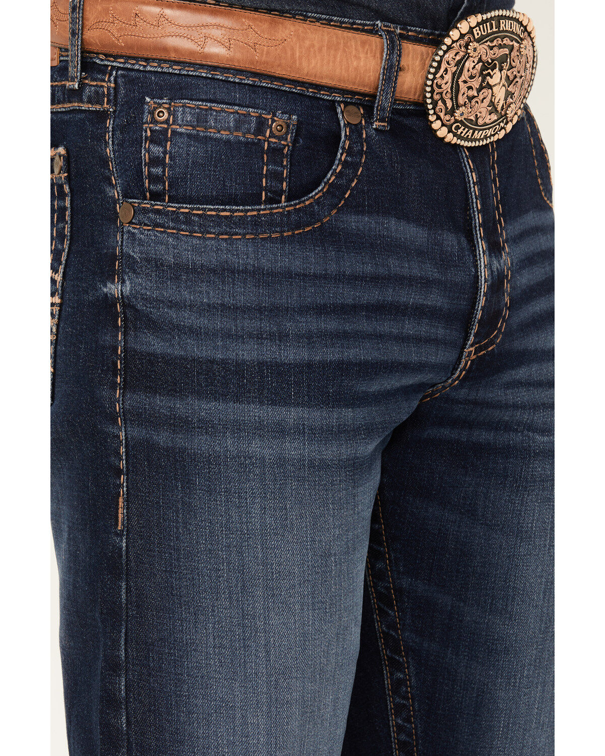 Image #2 - Rock 47 by Wrangler Men's Duval Dark Wash Slim Bootcut Stretch Jeans, Dark Wash, hi-res