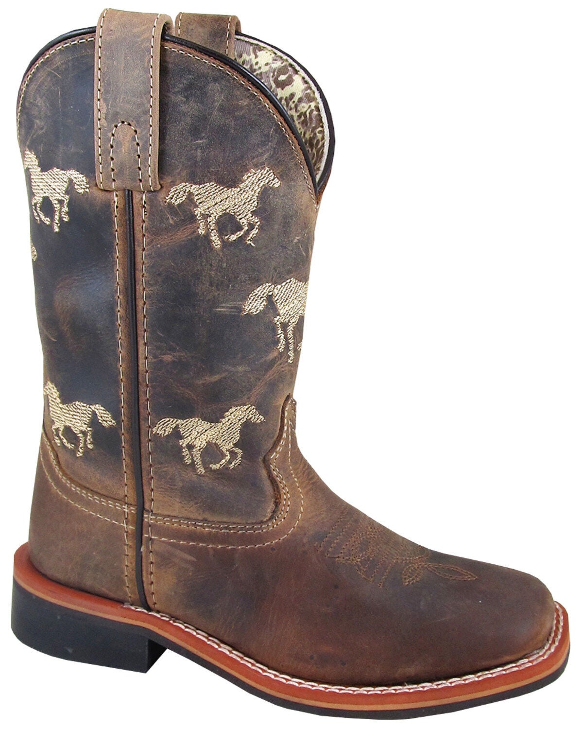 Smoky Mountain Boys' Buffalo Western Boots - Square Toe, Brown, hi-res