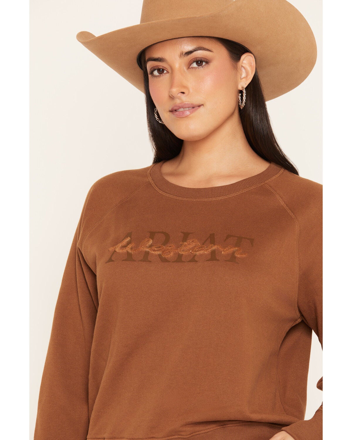Image #2 - Ariat Women's Essential Crew Sweatshirt, Brown, hi-res