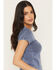 Image #2 - Youth in Revolt Women's Country Music Short Sleeve Graphic Baby Tee, Blue, hi-res