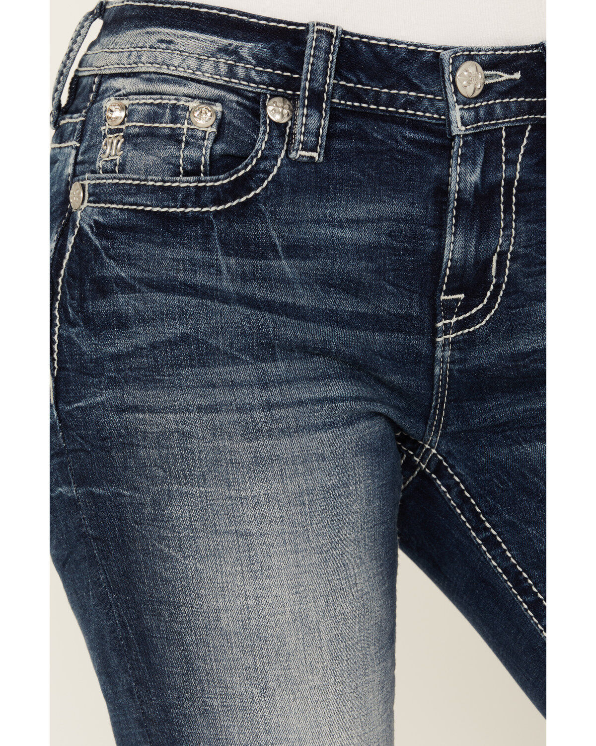 Image #4 - Miss Me Women's Medium Wash Mid Rise Paisley Embroidered Bootcut Jeans, , hi-res