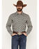 Image #1 - Gibson Trading Co Men's Vintage Medallion Print Long Sleeve Snap Western Shirt, Blue, hi-res