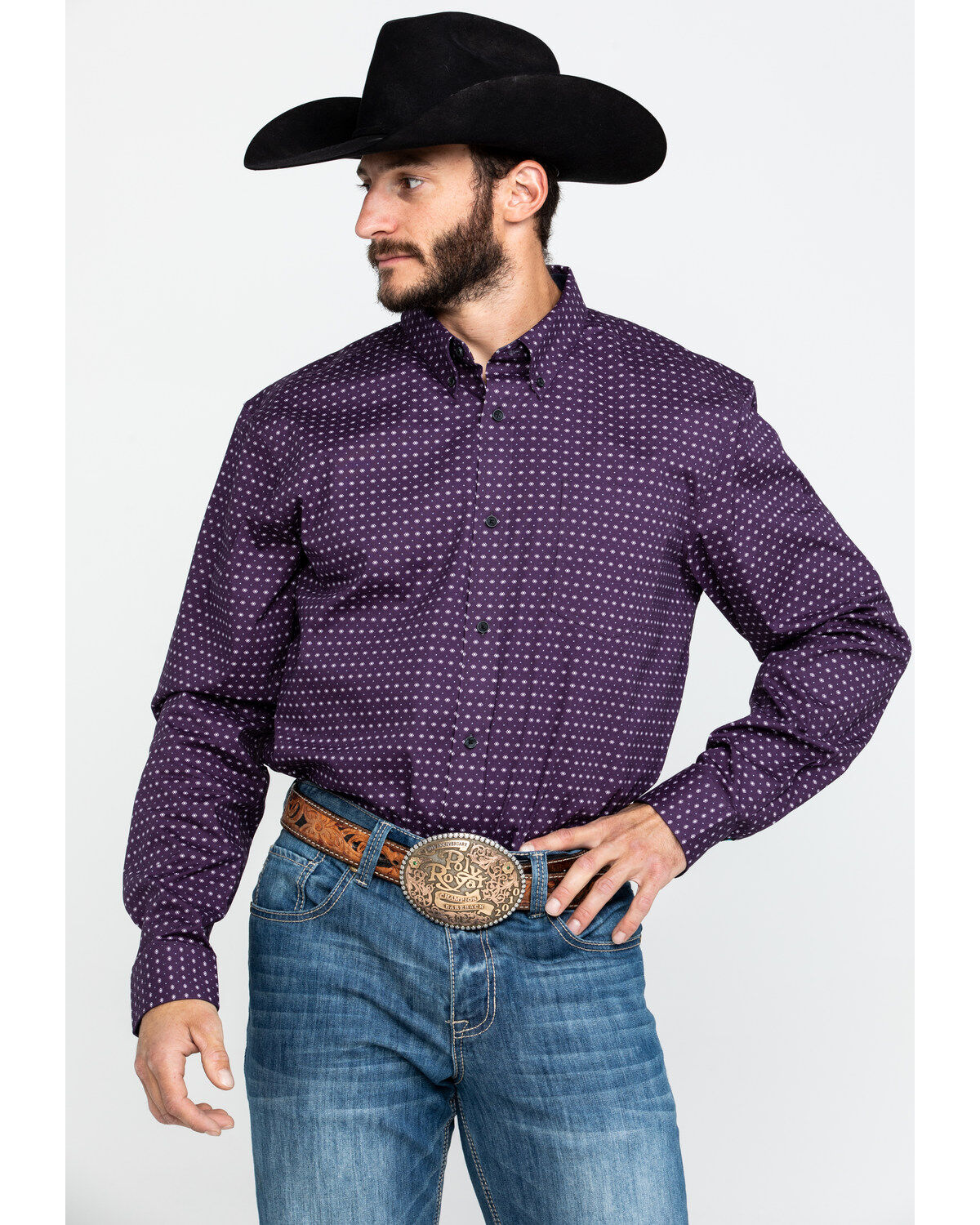 Image #1 - Cody James Core Men's Diamond Falls Geo Print Long Sleeve Western Shirt, , hi-res