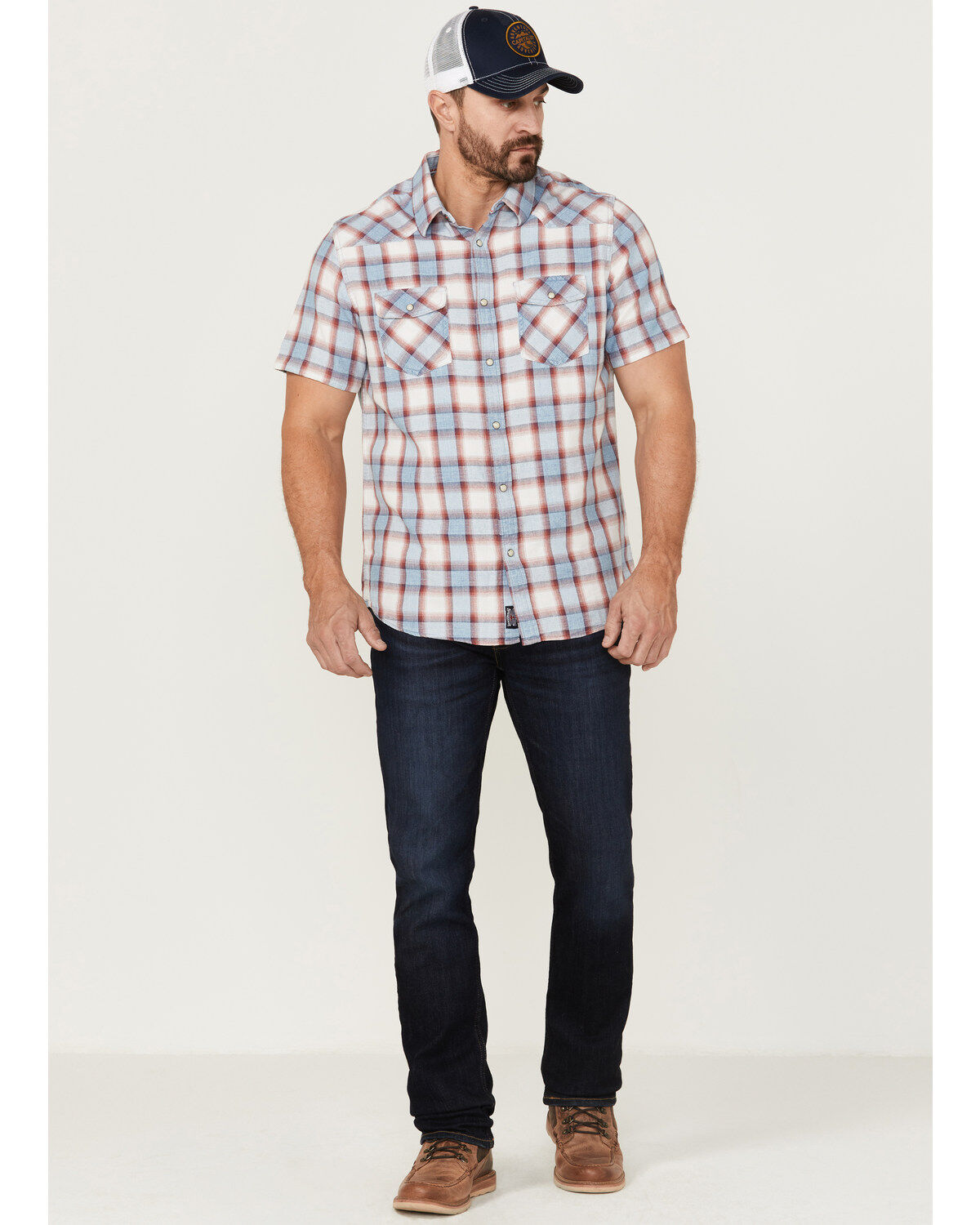 Image #2 - Flag & Anthem Men's Desert Son Tifton Large Plaid Short Sleeve Snap Western Shirt, , hi-res