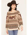 Image #1 - Cotton & Rye Women's Buffalo Print Round Bottom Sweater, Tan, hi-res