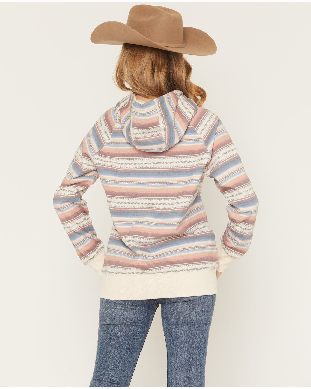 Image #4 - Hooey Women's Serape Striped Print Hoodie, Tan, hi-res