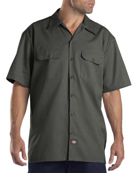 Image #1 - Dickies Men's Short Sleeve Work Shirt, Olive Green, hi-res
