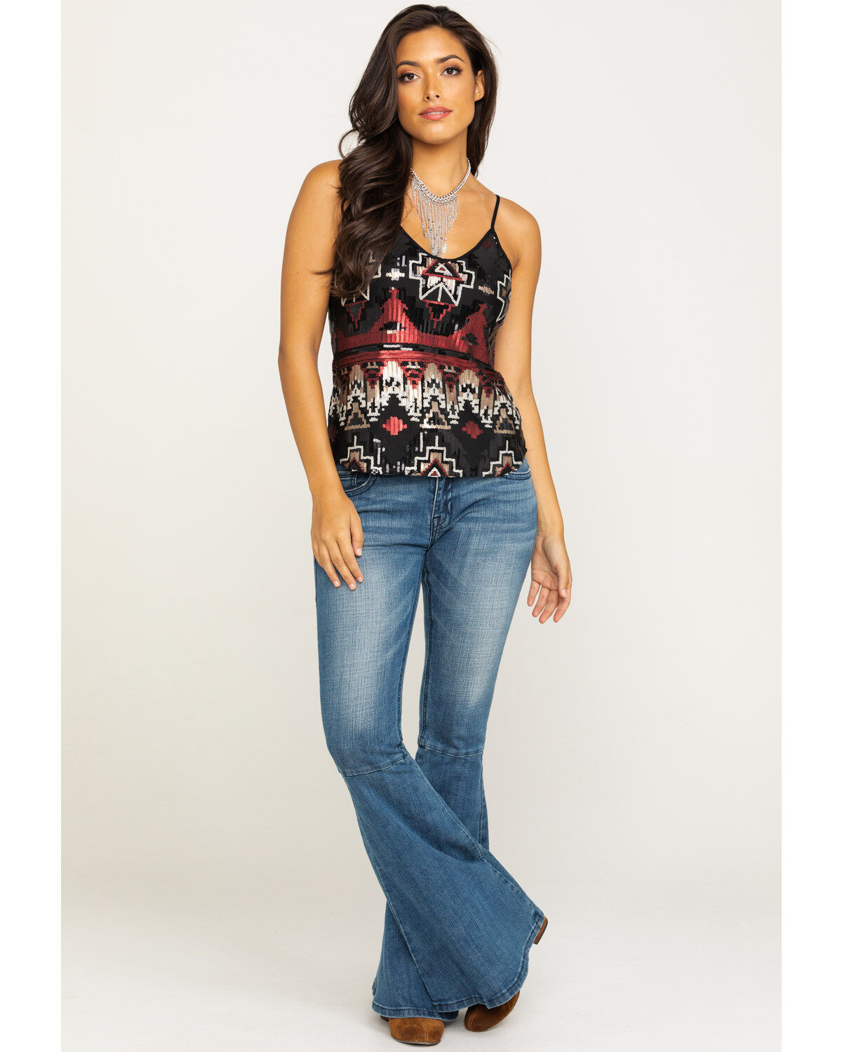 Image #6 - Shyanne Women's Aztec Sequin Cami, , hi-res