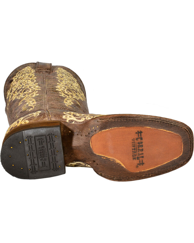Corral Women S Brown Crater Embroidered Cowgirl Boots Square Toe