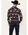 Image #4 - Rock & Roll Denim Men's Americana Print Long Sleeve Snap Stretch Western Shirt, Dark Blue, hi-res