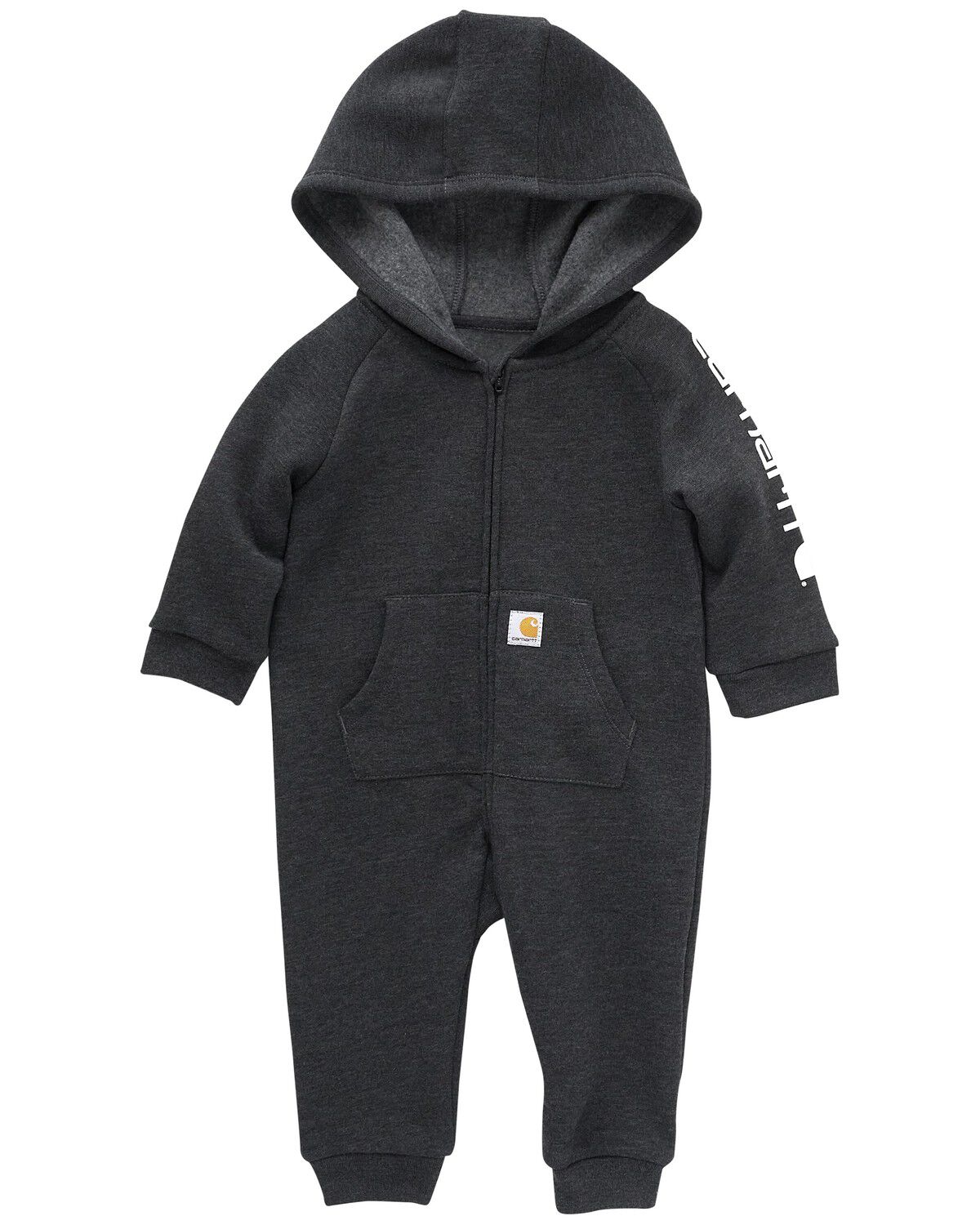 Image #1 - Carhartt Infant Boys' Logo Print Long Sleeve Hooded Zip-Up Onesie, Black, hi-res