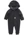 Image #1 - Carhartt Infant Boys' Logo Print Long Sleeve Hooded Zip-Up Onesie, Black, hi-res
