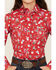 Panhandle Girls' Cowboy Steer Print Long Sleeve Western Snap Shirt, Red, hi-res