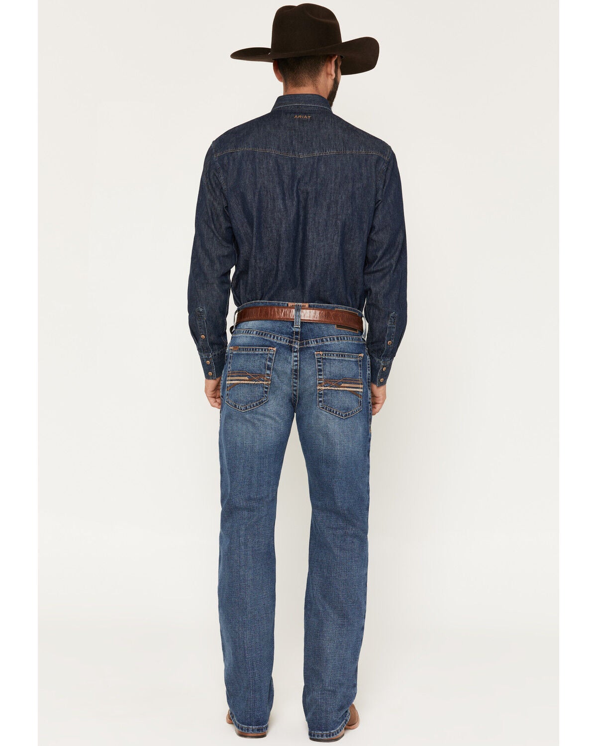 Image #3 - Ariat Men's M4 Heath Thornton Medium Wash Relaxed Bootcut Stretch Denim Jeans, Medium Wash, hi-res