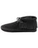 Minnetonka Fringed Soft Sole Moccasins, Black, hi-res