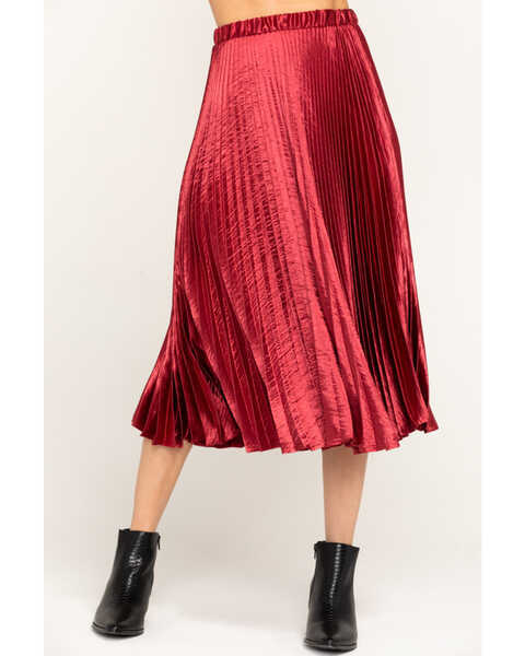 Image #4 - Nikki Erin Women's Satin Pleated Midi Skirt, , hi-res