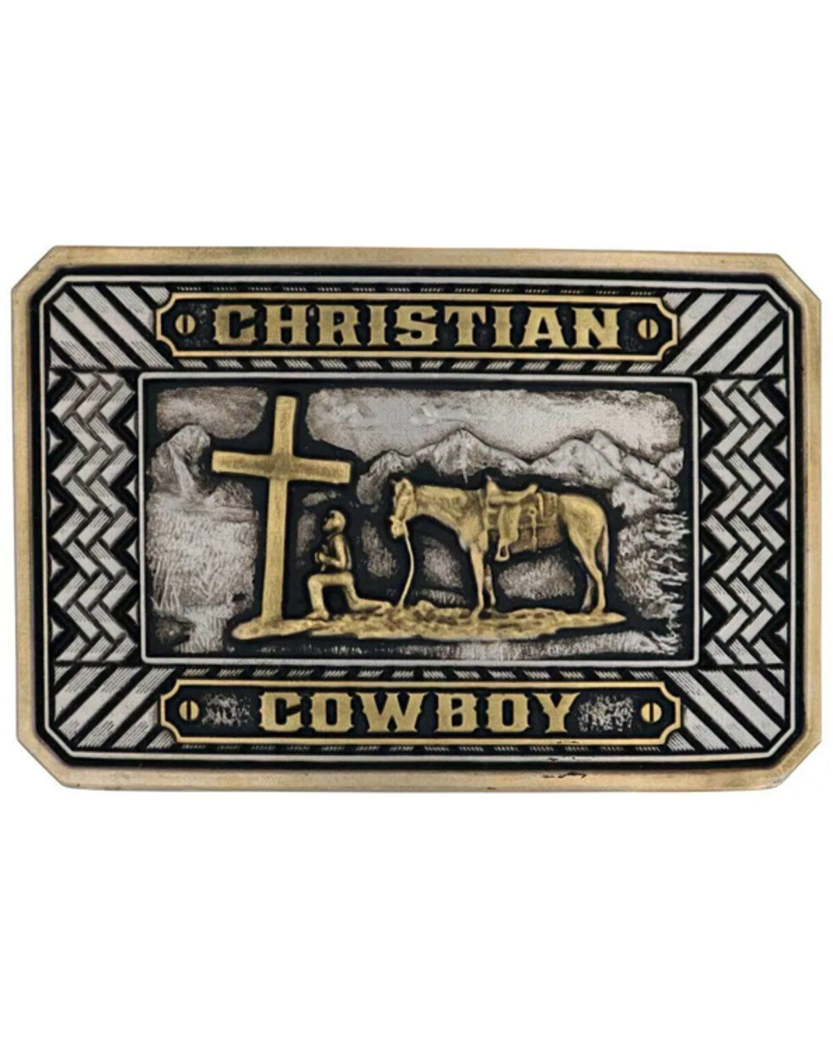 Image #1 - Montana Silversmiths Men's Beaming Christian Cowboy Attitude Buckle, Silver, hi-res
